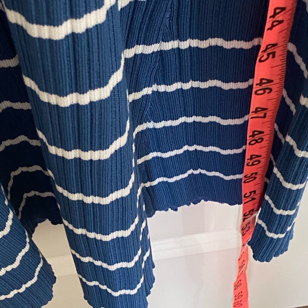 NWT Sleeveless Blue & White Striped Tank Dress Maxi Square Neck Ribbed Knit - Picture 8 of 15